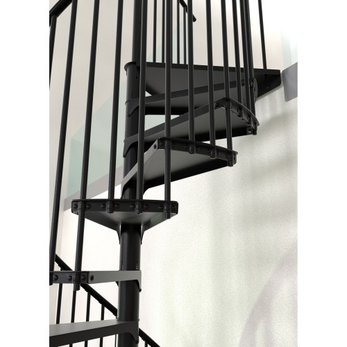 Minka Spindeltreppe Rondo Smart 37 - 305,5cm Geschosshöhe Schwarz 120cm Durchmesser