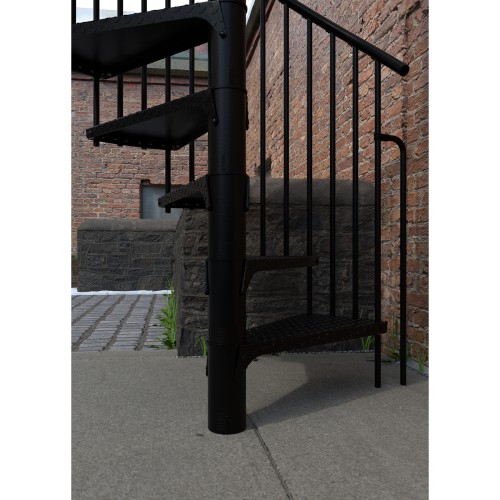Minka Außenspindeltreppe Rondo Zink Color 38 - 305,5cm Geschosshöhe Schwarz 160cm Durchmesser