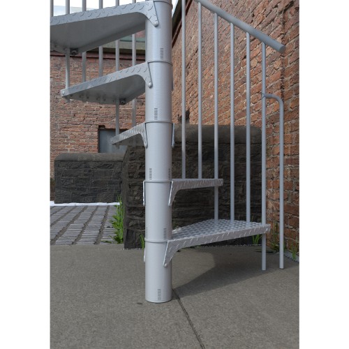 Minka Außenspindeltreppe Rondo Zink Color 38 - 305,5cm Geschosshöhe Weiß 160cm Durchmesser