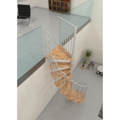 Minka Spindeltreppe Paris 38 - 282cm Geschosshöhe Buche Weiß 140cm Durchmesser