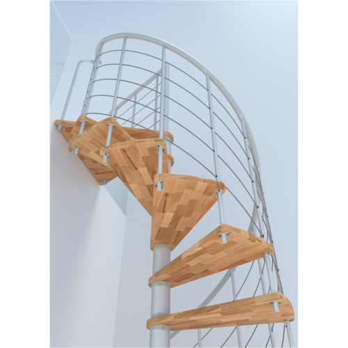 Minka Spindeltreppe Venezia Smart 38 - 305,5cm Geschosshöhe Buche Weiß 140cm Durchmesser