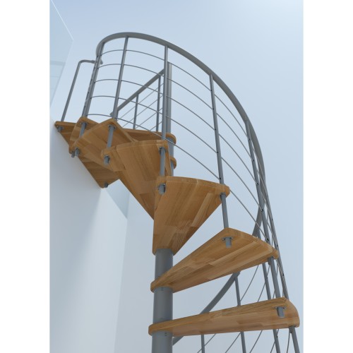 Minka Spindeltreppe Venezia Smart 38 - 305,5cm Geschosshöhe Eiche Grau 160cm Durchmesser