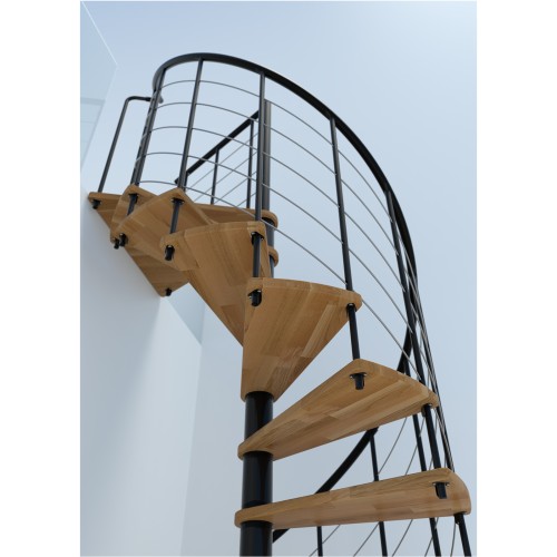 Minka Spindeltreppe Venezia Smart 38 - 305,5cm Geschosshöhe Eiche Schwarz 160cm Durchmesser