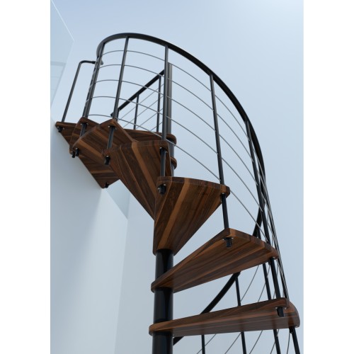 Minka Spindeltreppe Venezia Smart 38 - 305,5cm Geschosshöhe Walnuss Schwarz 140cm Durchmesser