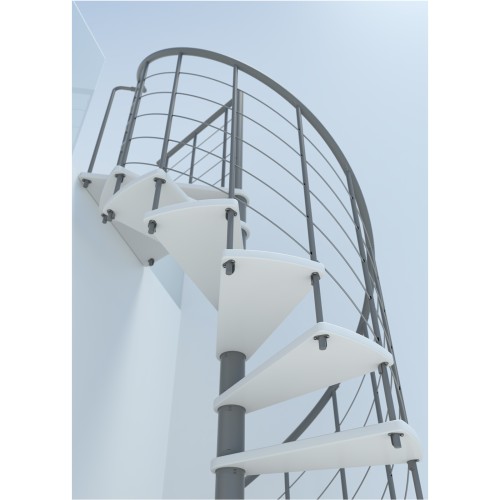Minka Spindeltreppe Venezia Smart 38 - 305,5cm Geschosshöhe Weiß Grau 140cm Durchmesser