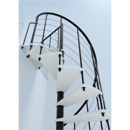 Minka Spindeltreppe Venezia Smart 38 - 305,5cm Geschosshöhe Weiß Schwarz 120cm Durchmesser