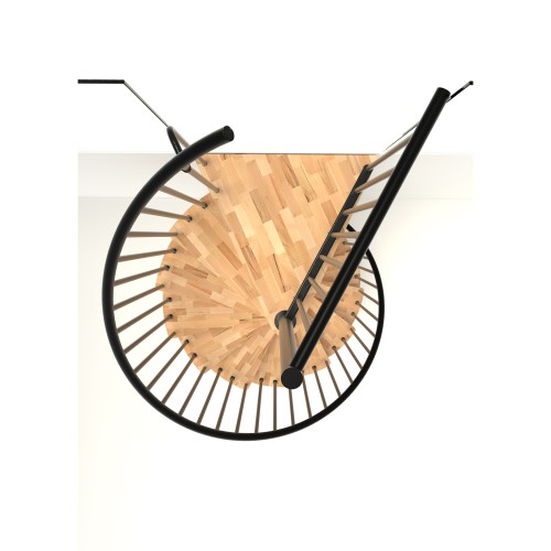 Minka Spindeltreppe Spiral Smart 38 - 305,5cm Geschosshöhe Buche Schwarz 160cm Durchmesser