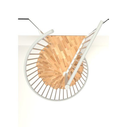Minka Spindeltreppe Spiral Smart 38 - 305,5cm Geschosshöhe Buche Weiß 100cm Durchmesser