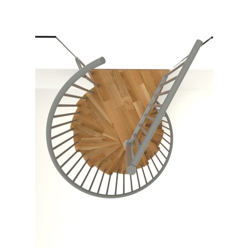 Minka Spindeltreppe Spiral Smart 38 - 305,5cm Geschosshöhe Eiche Grau 120cm Durchmesser