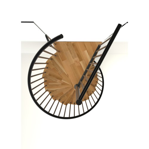 Minka Spindeltreppe Spiral Smart 38 - 305,5cm Geschosshöhe Eiche Schwarz 160cm Durchmesser