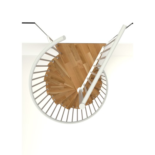 Minka Spindeltreppe Spiral Smart 38 - 305,5cm Geschosshöhe Eiche Weiß 140cm Durchmesser