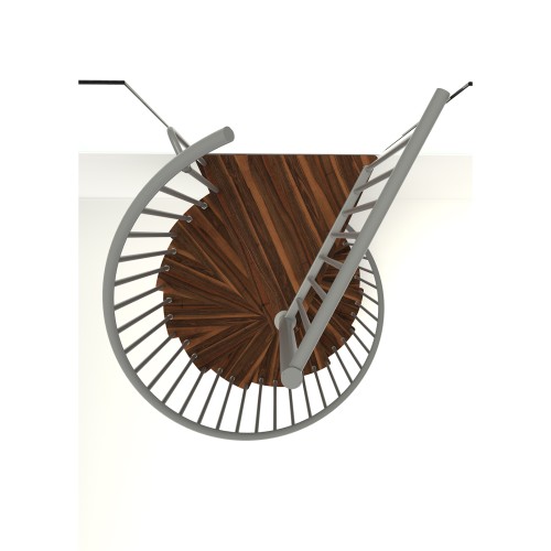 Minka Spindeltreppe Spiral Smart 38 - 305,5cm Geschosshöhe Walnuss Grau 140cm Durchmesser
