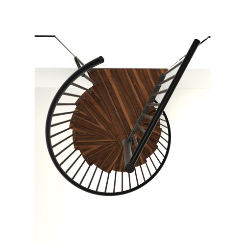 Minka Spindeltreppe Spiral Smart 38 - 305,5cm Geschosshöhe Walnuss Schwarz 120cm Durchmesser