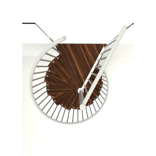 Minka Spindeltreppe Spiral Smart 38 - 305,5cm Geschosshöhe Walnuss Weiß 120cm Durchmesser