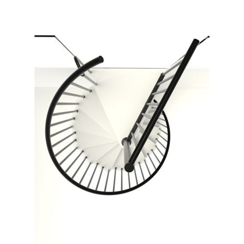 Minka Spindeltreppe Spiral Smart 38 - 305,5cm Geschosshöhe Weiß Schwarz 140cm Durchmesser