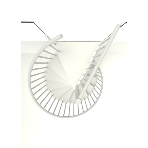 Minka Spindeltreppe Spiral Smart 38 - 305,5cm Geschosshöhe Weiß Weiß 140cm Durchmesser