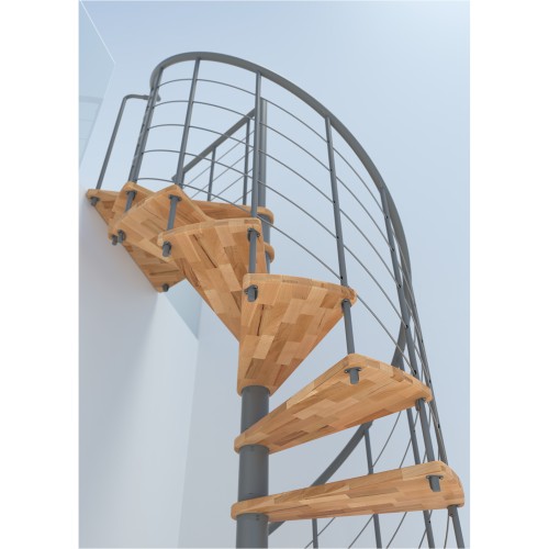 Minka Spindeltreppe Venezia Smart 38 - 305,5cm Geschosshöhe Buche Grau 140cm Durchmesser