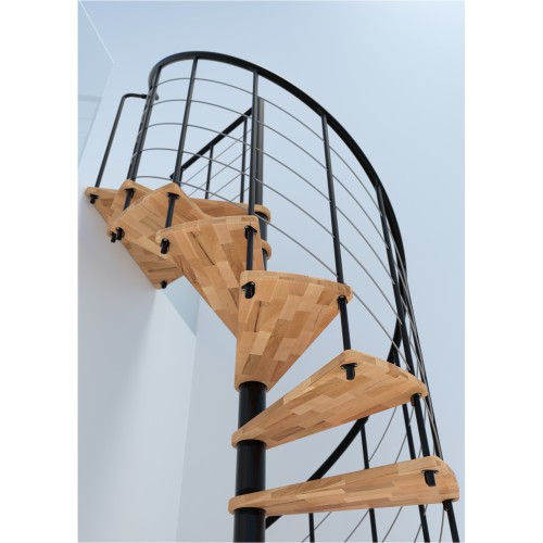Minka Spindeltreppe Venezia Smart 38 - 305,5cm Geschosshöhe Buche Schwarz 120cm Durchmesser