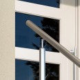 Dolle Edelstahl- Eingangsgeländer zur Wandmontage Handlauf rund 1,5m lang mit 2 Pfosten rund-small