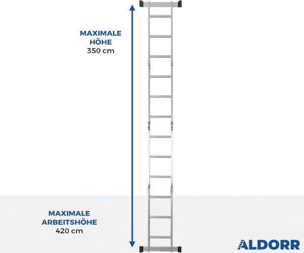 Aldorr Mehrzweckleiter Home mit Arbeitsplattform 4x3 Sprossen