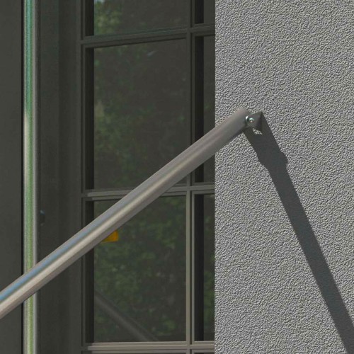Dolle Edelstahl- Eingangsgeländer zur Bodenmontage Handlauf rund 1,5m lang mit 1 Pfosten rund