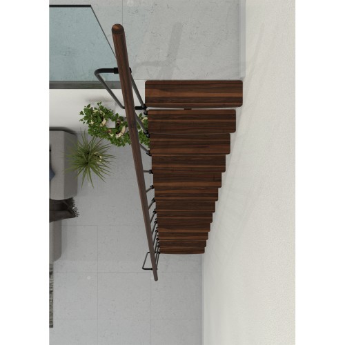 Minka Mittelholmtreppe Joker 35 - 304cm Geschosshöhe Walnuss Schwarz