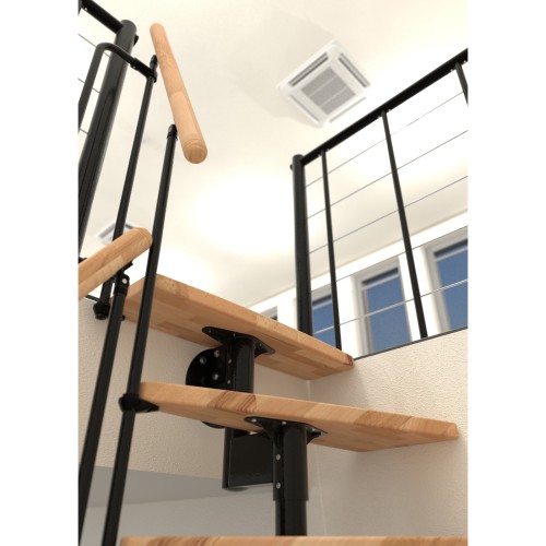 Minka Mittelholmtreppe Joker Turn 180° 35 - 304cm Geschosshöhe Buche Schwarz