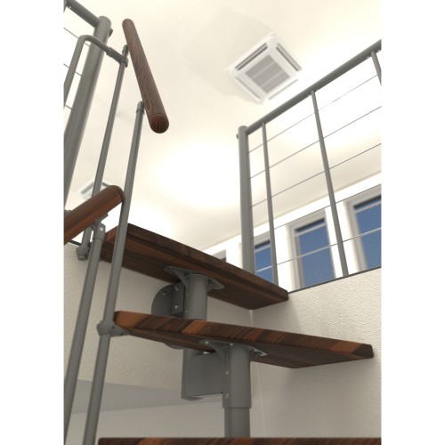 Minka Mittelholmtreppe Joker Turn 180° 35 - 304cm Geschosshöhe Walnuss Grau