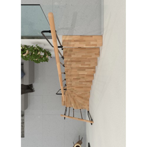 Minka Mittelholmtreppe Joker Turn 35 - 304cm Geschosshöhe Buche Schwarz
