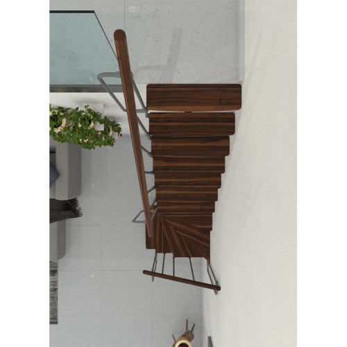 Minka Mittelholmtreppe Joker Turn 35 - 304cm Geschosshöhe Walnuss Grau