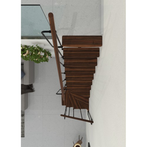 Minka Mittelholmtreppe Joker Turn 35 - 304cm Geschosshöhe Walnuss Schwarz