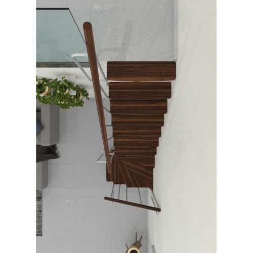 Minka Mittelholmtreppe Joker Turn 35 - 304cm Geschosshöhe Walnuss Weiß