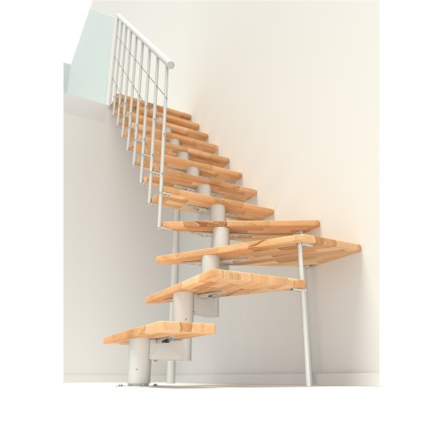 Minka Mittelholmtreppe Comfort Top Turn 37 - 312cm Geschosshöhe Buche Weiß