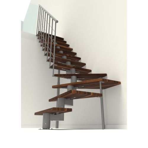 Minka Mittelholmtreppe Comfort Top Turn 37 - 312cm Geschosshöhe Walnuss Grau