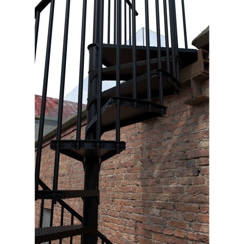 Minka Außenspindeltreppe Rondo Zink Color 38 - 305,5cm Geschosshöhe Schwarz 160cm Durchmesser