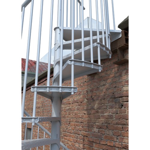Minka Außenspindeltreppe Rondo Zink Color 38 - 305,5cm Geschosshöhe Weiß 160cm Durchmesser