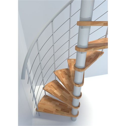 Minka Spindeltreppe Venezia Smart 38 - 305,5cm Geschosshöhe Buche Weiß 140cm Durchmesser