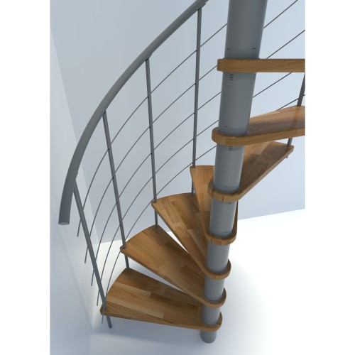 Minka Spindeltreppe Venezia Smart 38 - 305,5cm Geschosshöhe Eiche Grau 160cm Durchmesser