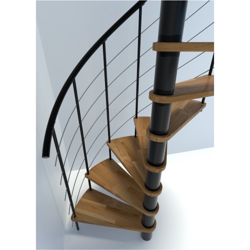 Minka Spindeltreppe Venezia Smart 38 - 305,5cm Geschosshöhe Eiche Schwarz 160cm Durchmesser