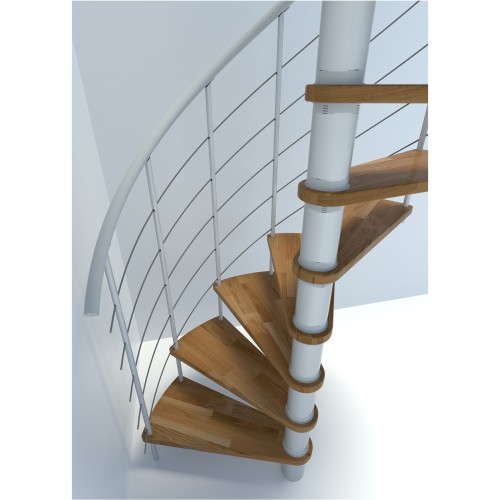 Minka Spindeltreppe Venezia Smart 38 - 305,5cm Geschosshöhe Eiche Weiß 140cm Durchmesser