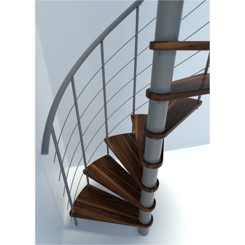 Minka Spindeltreppe Venezia Smart 38 - 305,5cm Geschosshöhe Walnuss Grau 140cm Durchmesser