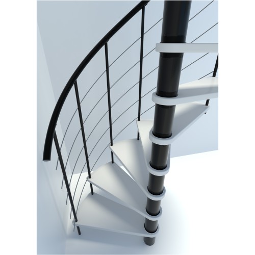 Minka Spindeltreppe Venezia Smart 38 - 305,5cm Geschosshöhe Weiß Schwarz 120cm Durchmesser