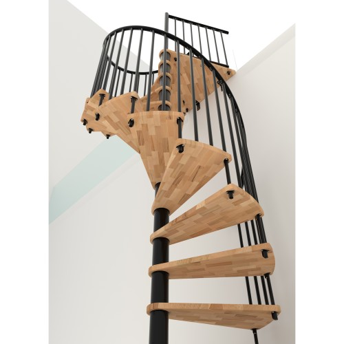 Minka Spindeltreppe Spiral Smart 38 - 305,5cm Geschosshöhe Buche Schwarz 160cm Durchmesser