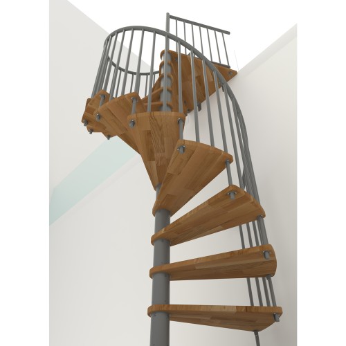 Minka Spindeltreppe Spiral Smart 38 - 305,5cm Geschosshöhe Eiche Grau 140cm Durchmesser
