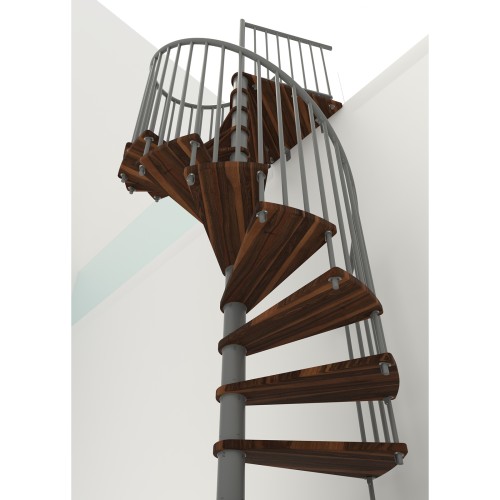 Minka Spindeltreppe Spiral Smart 38 - 305,5cm Geschosshöhe Walnuss Grau 140cm Durchmesser