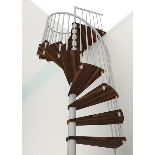 Minka Spindeltreppe Spiral Smart 38 - 305,5cm Geschosshöhe Walnuss Weiß 120cm Durchmesser