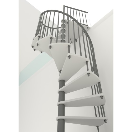 Minka Spindeltreppe Spiral Smart 38 - 305,5cm Geschosshöhe Weiß Grau 140cm Durchmesser