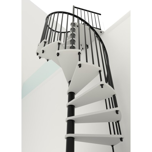 Minka Spindeltreppe Spiral Smart 38 - 305,5cm Geschosshöhe Weiß Schwarz 140cm Durchmesser