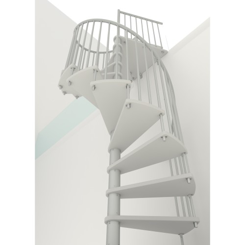 Minka Spindeltreppe Spiral Smart 38 - 305,5cm Geschosshöhe Weiß Weiß 140cm Durchmesser