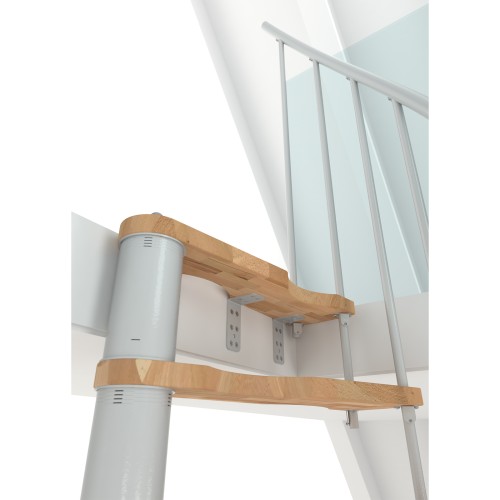 Minka Spindeltreppe Suono Smart 38 - 305,5cm Geschosshöhe Buche Weiß für 120x68cm Deckenöffnung